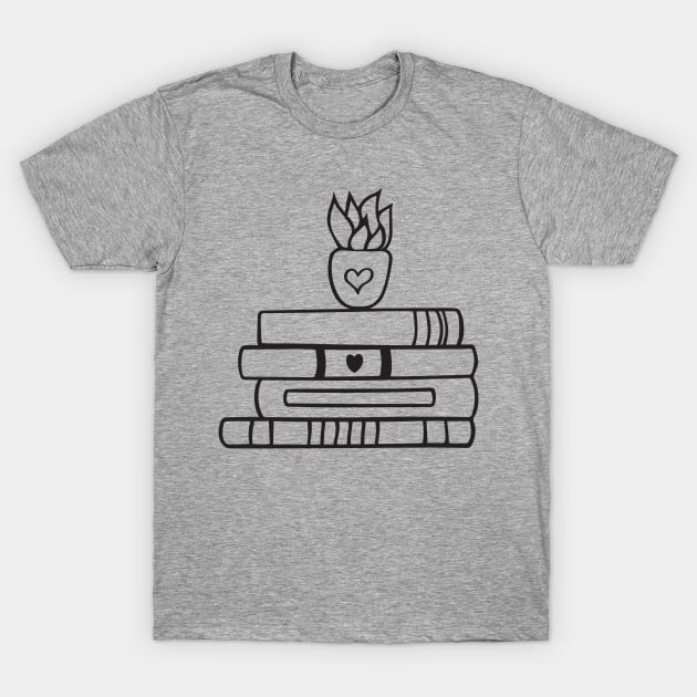 books and flower vase T-Shirt by Mstudio